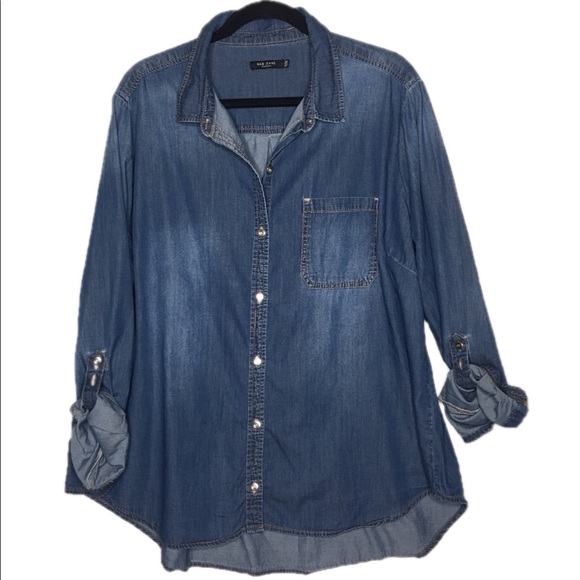 Max Jeans Tops - Plus Size 2X Stonewash Denim Chambray Shirt